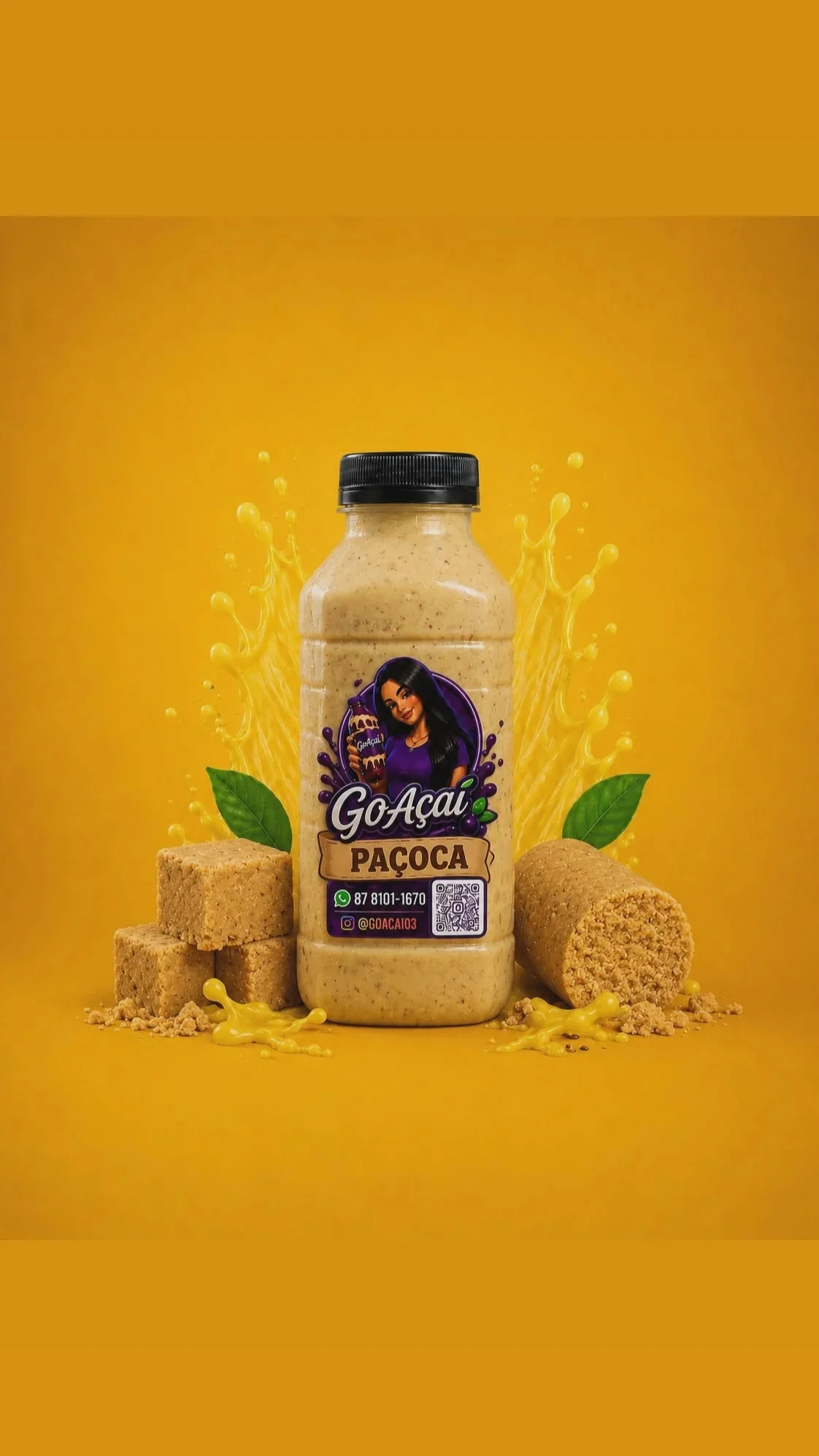 Açaí na garrafa de paçoca 400ml