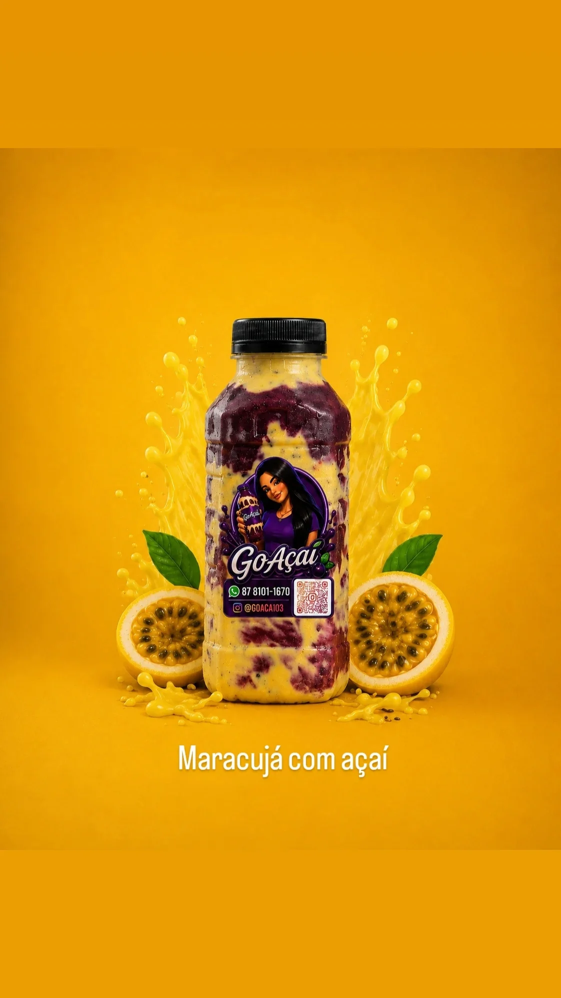 Açaí na garrafa musse de maracujá 400ml
