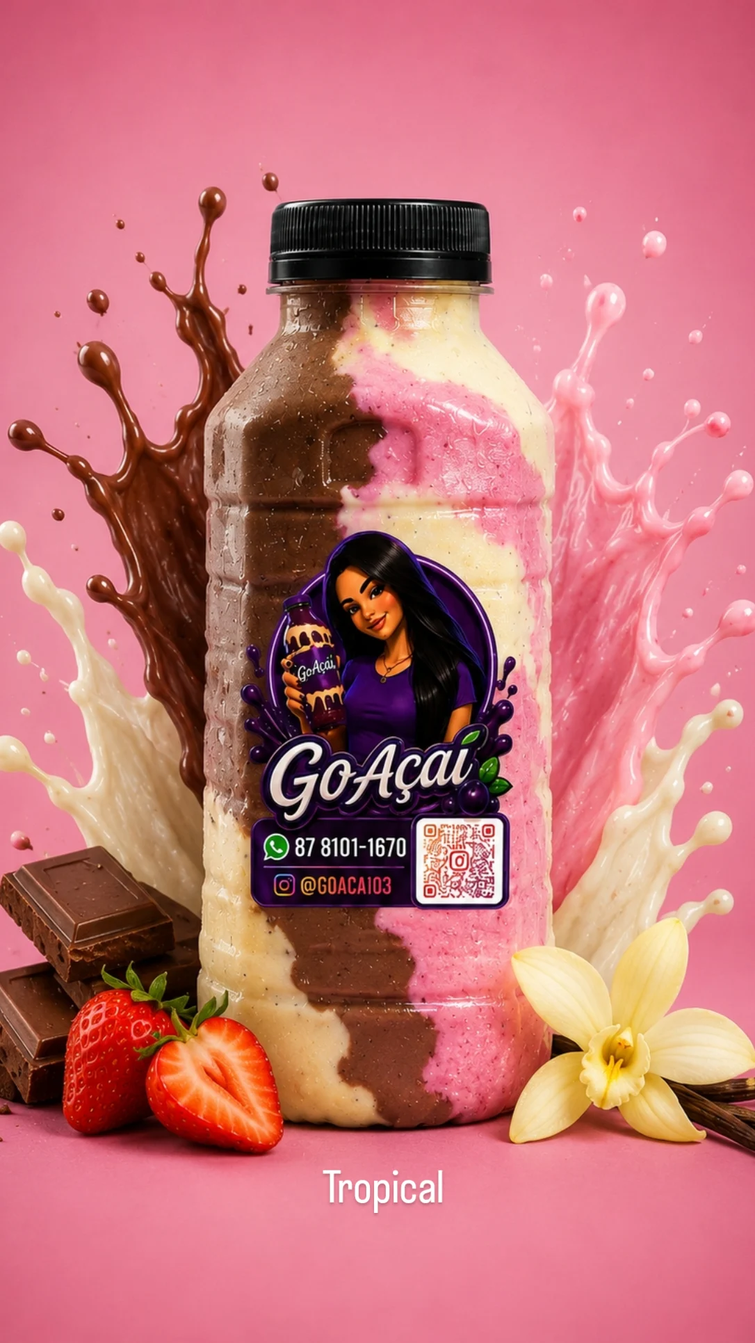 Açaí na garrafa napolitano 400ml